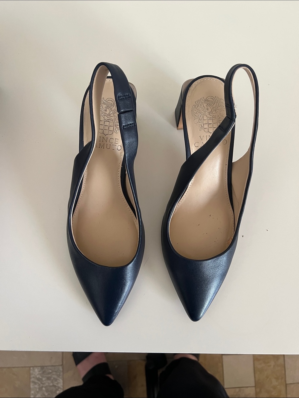 Vince Camuto Navy Slingback Block Heel Pumps - Picture 2 of 3